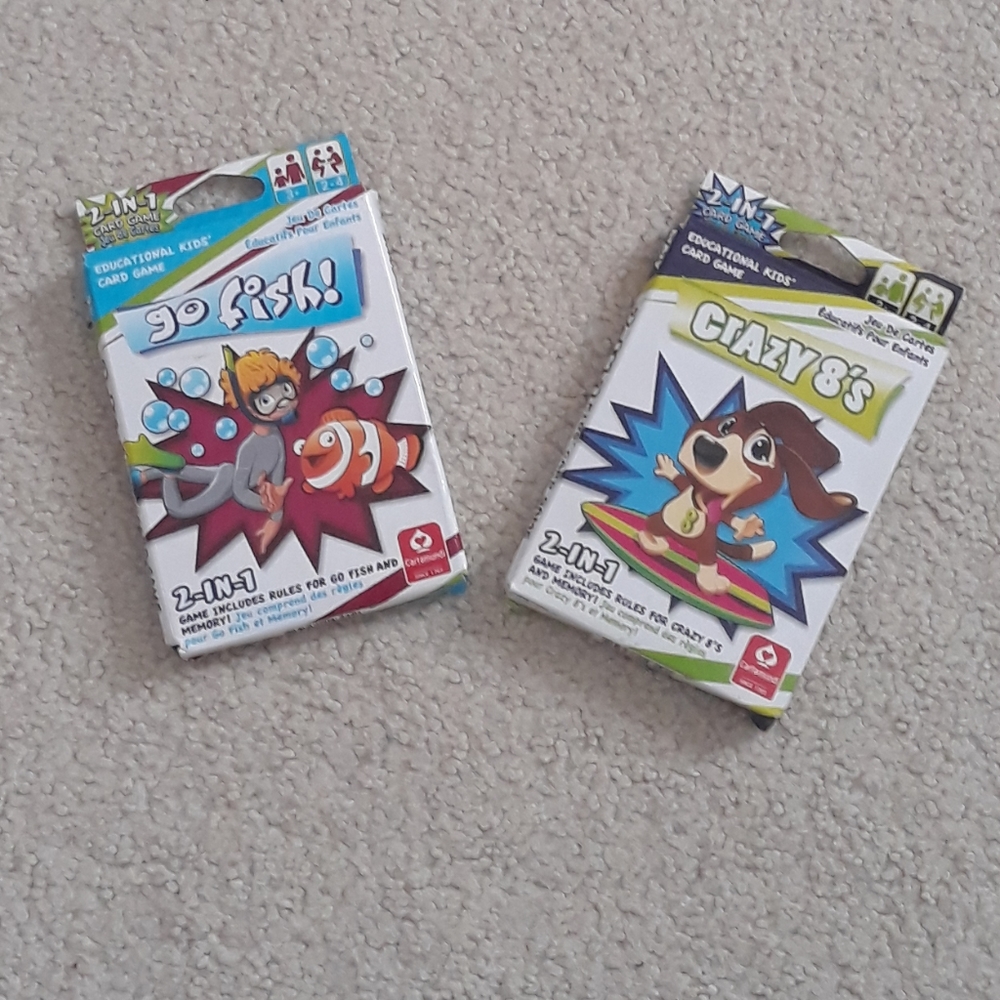 Set of 2 Educational Card Games - Go Fish and Crazy 8's